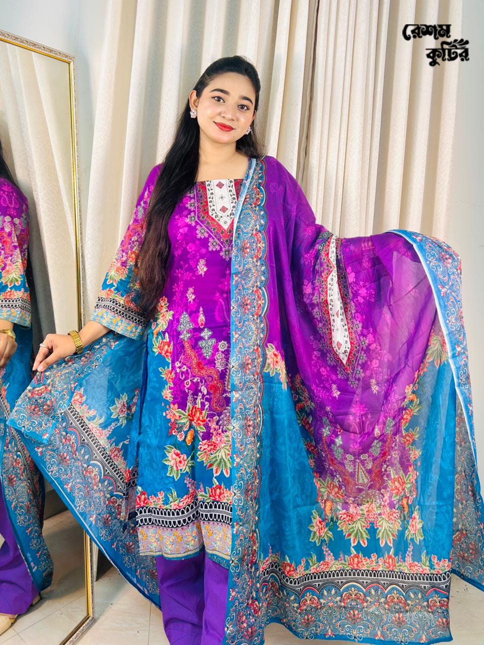 Premium quality digital printed lawn three-piece